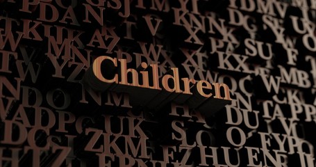 Children - Wooden 3D rendered letters/message.  Can be used for an online banner ad or a print postcard.