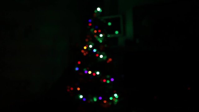 4k christmas tree with decorations, tinsel, sparkle lights and balls, Christmas decorations, colorful balls, holiday season background