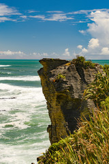 panoramic view of famous pancake rocks, new zealand