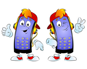 Cartoon mobile, smart phone. A large series of gestures and emotions.