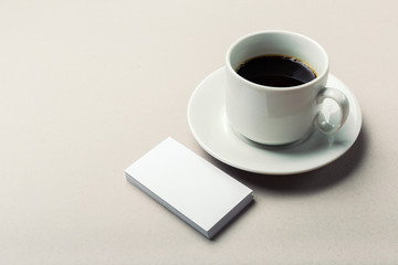 Blank card with coffee cup with space