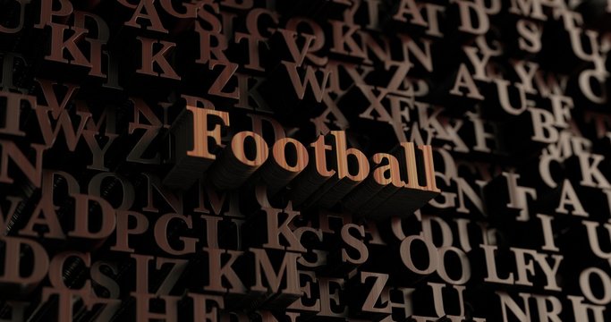 Football - Wooden 3D rendered letters/message.  Can be used for an online banner ad or a print postcard.