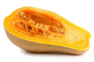 Crude festive pumpkin isolated on white background