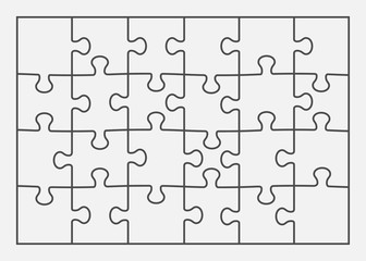 Set of twenty four puzzle pieces. Vector illustration, eps 8.
