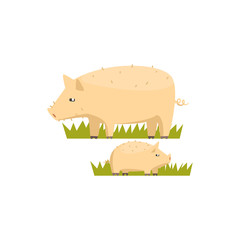 Pig And Piglet Toy Farm Animal Cute Sticker