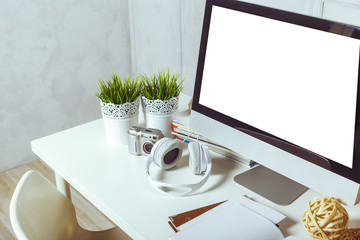 working table with computer