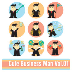 Set of Business Man Cartoon Characters Vol.1