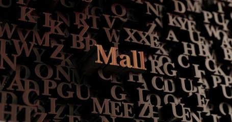 Mall - Wooden 3D rendered letters/message.  Can be used for an online banner ad or a print postcard.