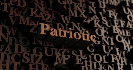 Patriotic - Wooden 3D rendered letters/message.  Can be used for an online banner ad or a print postcard.