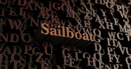 Sailboat - Wooden 3D rendered letters/message.  Can be used for an online banner ad or a print postcard.