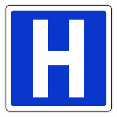 Obraz premium Panneau routier en France: Hôpital