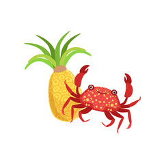 Crab And Pineapple Hawaiian Vacation Classic Symbol