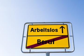 Schild Arbeitslos