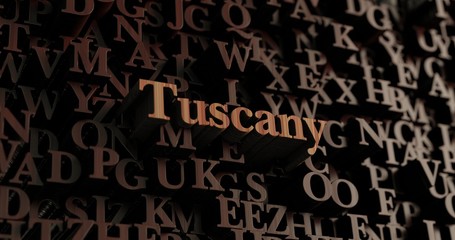 Tuscany - Wooden 3D rendered letters/message.  Can be used for an online banner ad or a print postcard.