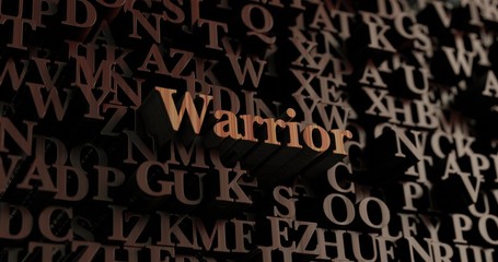 Warrior - Wooden 3D rendered letters/message.  Can be used for an online banner ad or a print postcard.