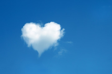 heart shaped cloud in the blue sky