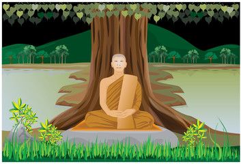 Obraz na płótnie Canvas meditation of monk vector design