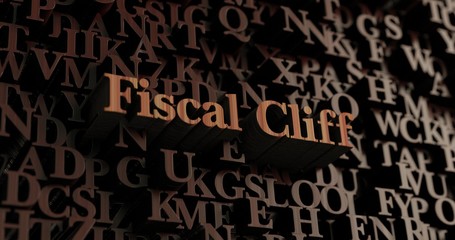 Fiscal Cliff - Wooden 3D rendered letters/message.  Can be used for an online banner ad or a print postcard.