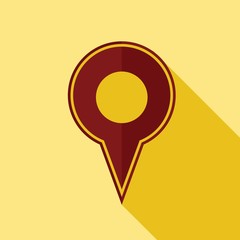 Flat Map Marker Logo or Icon with Long Shadow
