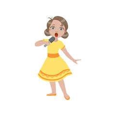 Girl In Yellow Dress Singing In Karaoke