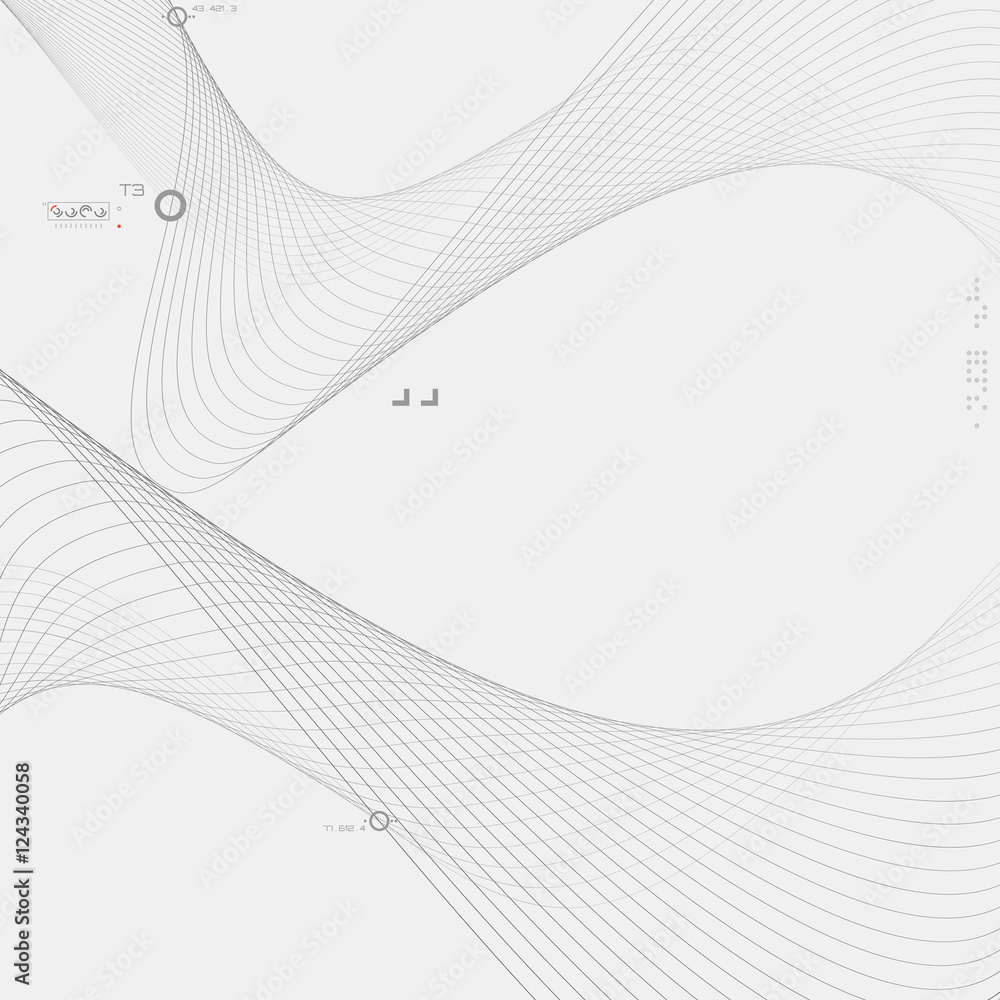 Poster tech background with abstract wave line.