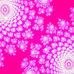 Bright neon shocking pink with white flowers decorations in corners