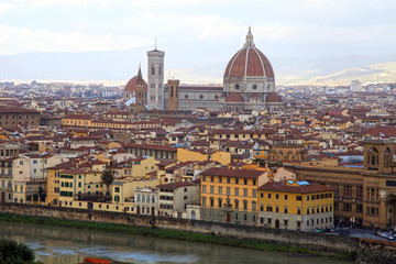 Fototapeta na wymiar Panorama of Florence in Italy with the Dome of the Cathedral 