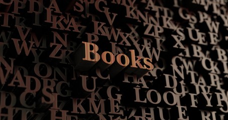 Books - Wooden 3D rendered letters/message.  Can be used for an online banner ad or a print postcard.