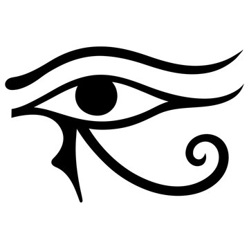 The ancient symbol Eye of Horus. Egyptian Moon sign - left Eye of Horus. Mighty Pharaohs amulet.