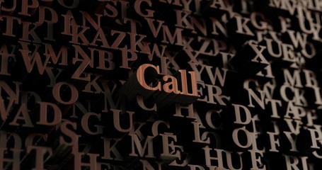 Call - Wooden 3D rendered letters/message.  Can be used for an online banner ad or a print postcard.