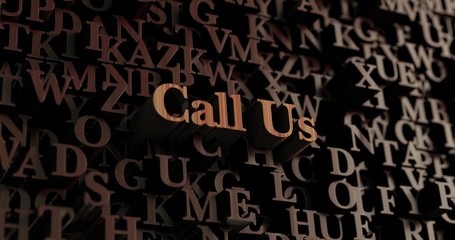 Call Us - Wooden 3D rendered letters/message.  Can be used for an online banner ad or a print postcard.