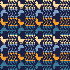 Seamless vector background with decorative birds. Cloth design, wallpaper.