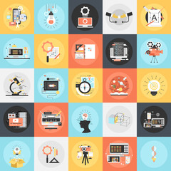 Flat icons set of design studio