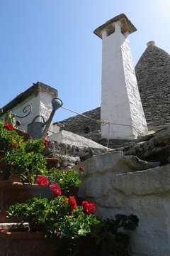 Trullo in Alberobello, Italy. This city in the Apulia region is famous for its unusual stone homes with conical rooftops.