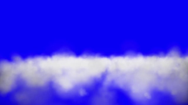 Flying Above the Clouds on a blue screen Background