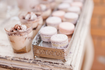 wedding candy bar on the decorated table