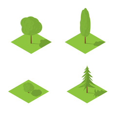 Trees set vector isometric illustration