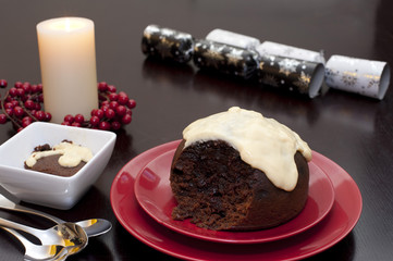 Traditional Christmas brandy pudding