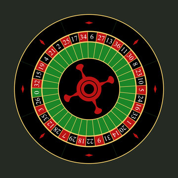 Roulette wheel isolated on black background. Vector illustration, eps 8.
