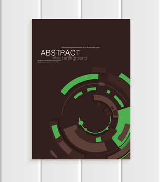 Vector Brochure In Abstract Style With Green Shapes On Brown Background