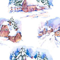 Winter watercolor seamless background
