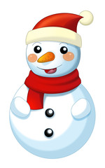Happy cartoon snowmen - standing smiling watching - greeting someone - isolated - illustration for children