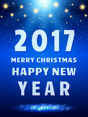 Naklejka na ściany i meble Happy 2017 New Year Flyer. Christmas Greeting Card