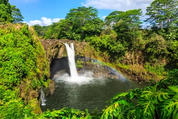 Papier Peint photo Lavable Amérique centrale Hawaï, Rainbow Falls à Hilo