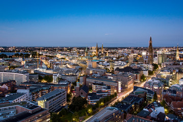skyline hamburg by night, germany