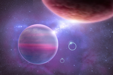 Obraz na płótnie Canvas Astronomy image with planets, nebula and stars in space