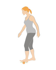 Foot massage tennis ball. medical advice. vector illustration.