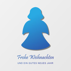 Weihnachten - Grußkarte mit Weihnachtsengel (Blau)