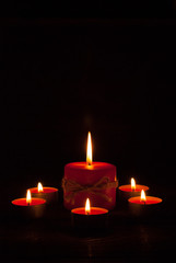 candles at wooden table