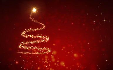 elegant red christmas background with christmas tree